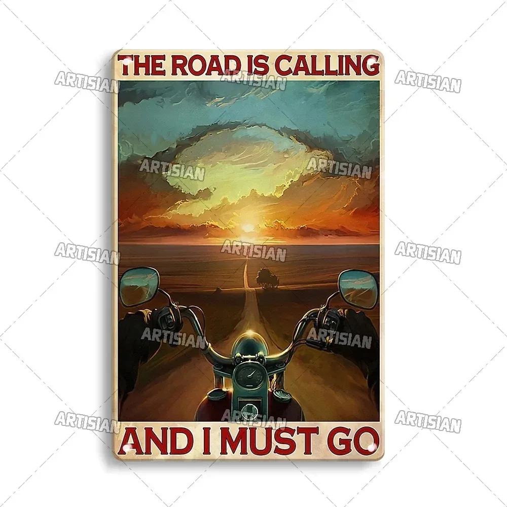 Artisian Riding Tin Poster – Motorrad-Metallplatte, dekoratives Plakette, 20 x 30 cm, Vintage-Wanddekoration für Garage/Bar/Pub/Club