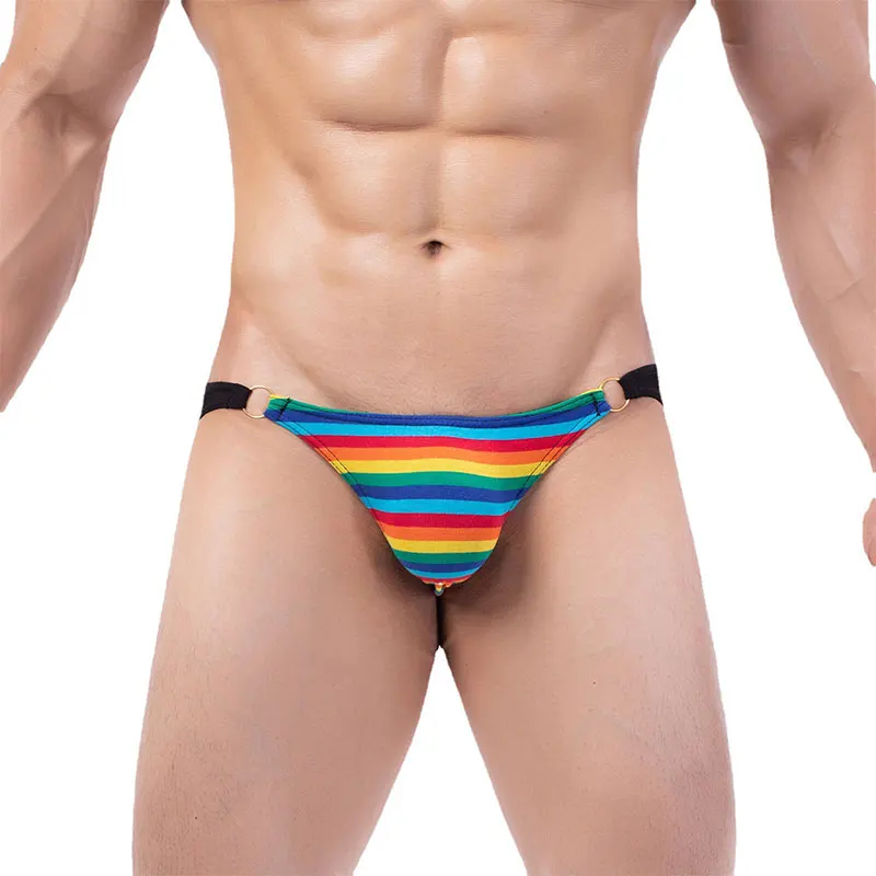 

EUR Size Mens Underwear Briefs Cotton Rainbow Stripe Gay Man Undies Cueca Masculina Male Panties Underpants Hombre Calzoncillos