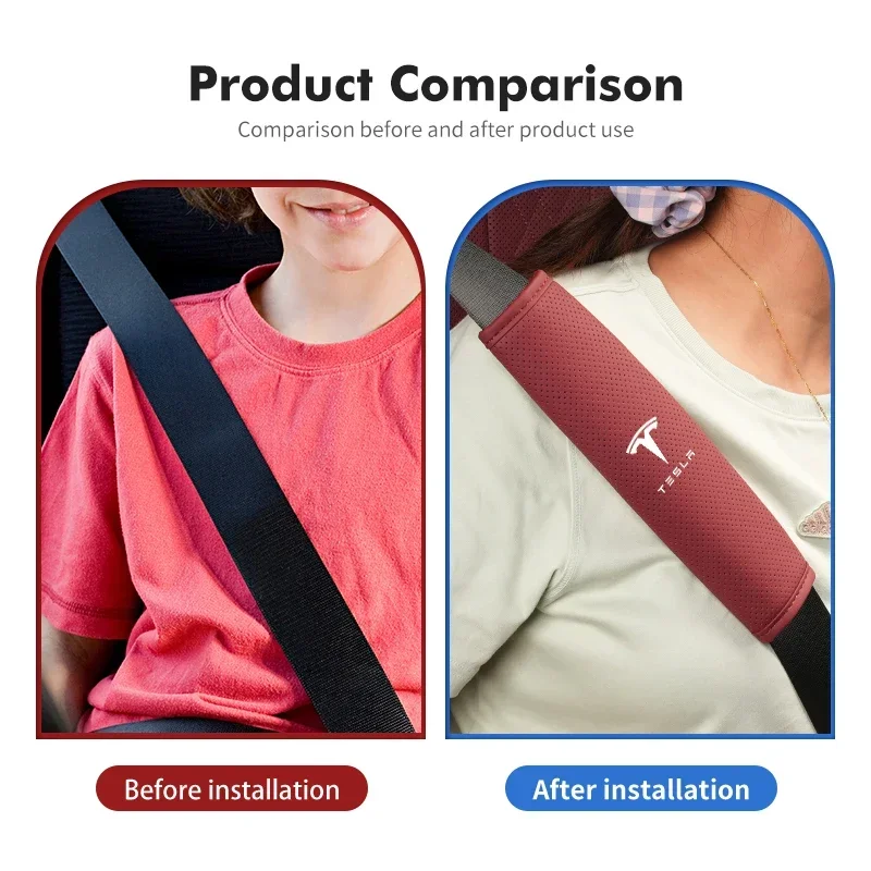 2PCS Car Seat Belt Shoulder Cover Protection Seatbelt Padding For Tesla Model 3 Y S X 2021 Roadster Cybertruck Juguete