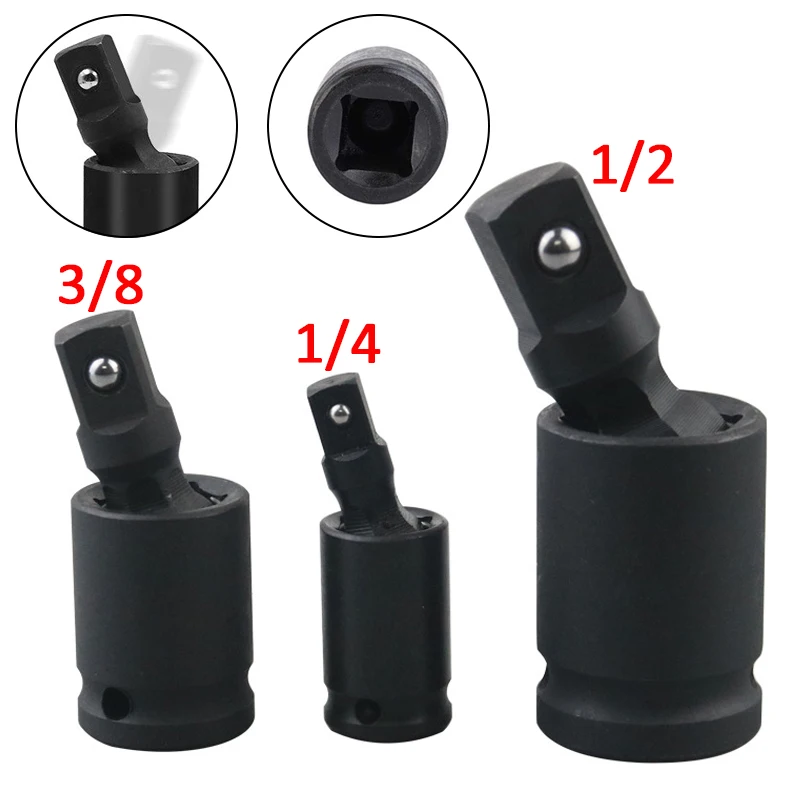 360 Degree Swivel Knuckle Joint Air Impact Wobble Retractable Socket Adapter for Universal Pneumatic Wrench Tool 1/2 3/8 1/4inch