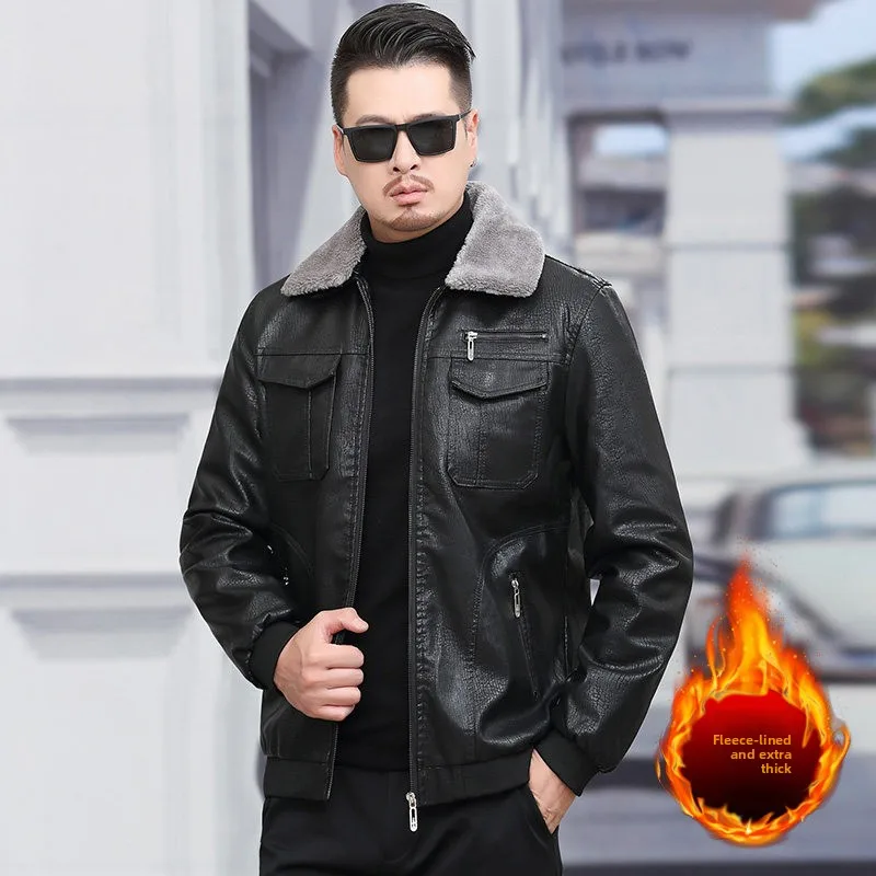 

Мужская кожаная куртка Fce с подкладкой, облегающая, для мотоциклистов, осенне-зимняя, модная верхняя одежда, мужская одежда с полиуретановым покрытием