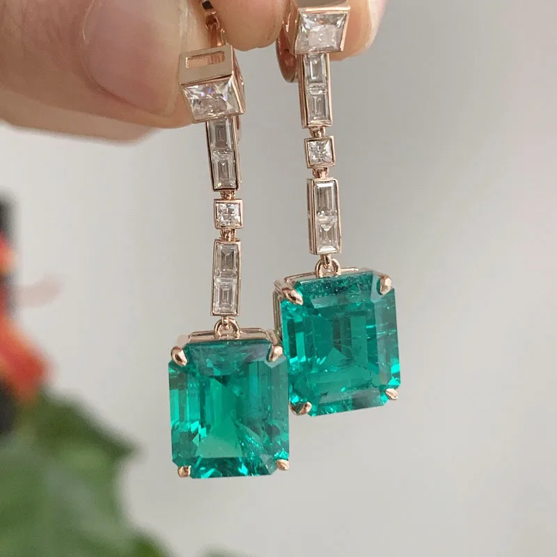 

Ruif Luxury Clascical Lab Grown Emerald 14k Real Gold Drop Earrings for Women 2023 Trending Elegant Ear Accessories Party Jewel