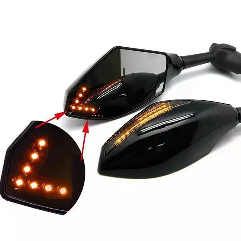 

A33K-Motorcycle Side Mirror With Steering Indicator Light For The Screw Position Is 2.2Cm-6.5Cm Motorcycle Modified Mirror