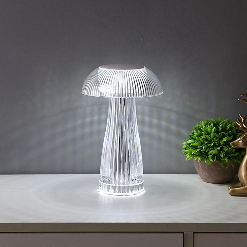 TKOH-Luce notturna trasparente Lampada a fungo Lampada da notte per camera da letto Lampada medusa Illuminazione per feste Decorazione da tavolo in cristallo