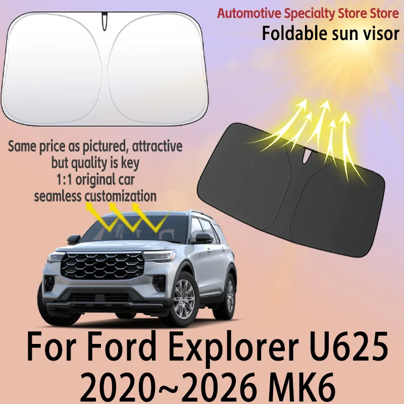 

For Ford Explorer U625 2020~2026 Front Windshield Sunshade Fold Shade UV Shade Solar Sun Shade Privacy Curtain Car Accessories
