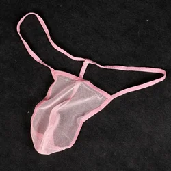 Tangas elásticas sexys para hombre, calzoncillos de Bikini, lencería, ropa interior, bolsa de malla transparente, parte trasera en T, bragas, 1 unidad