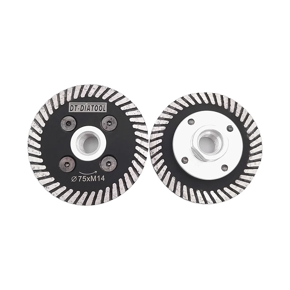 DT-DIATOOL 2 Chiếc 75MM Ép Nóng Mini Lưới Turbo Viền Kim Cương Lưỡi Dao Với M14 Bích Đĩa Cắt Đá Mài cứng Đính Đá