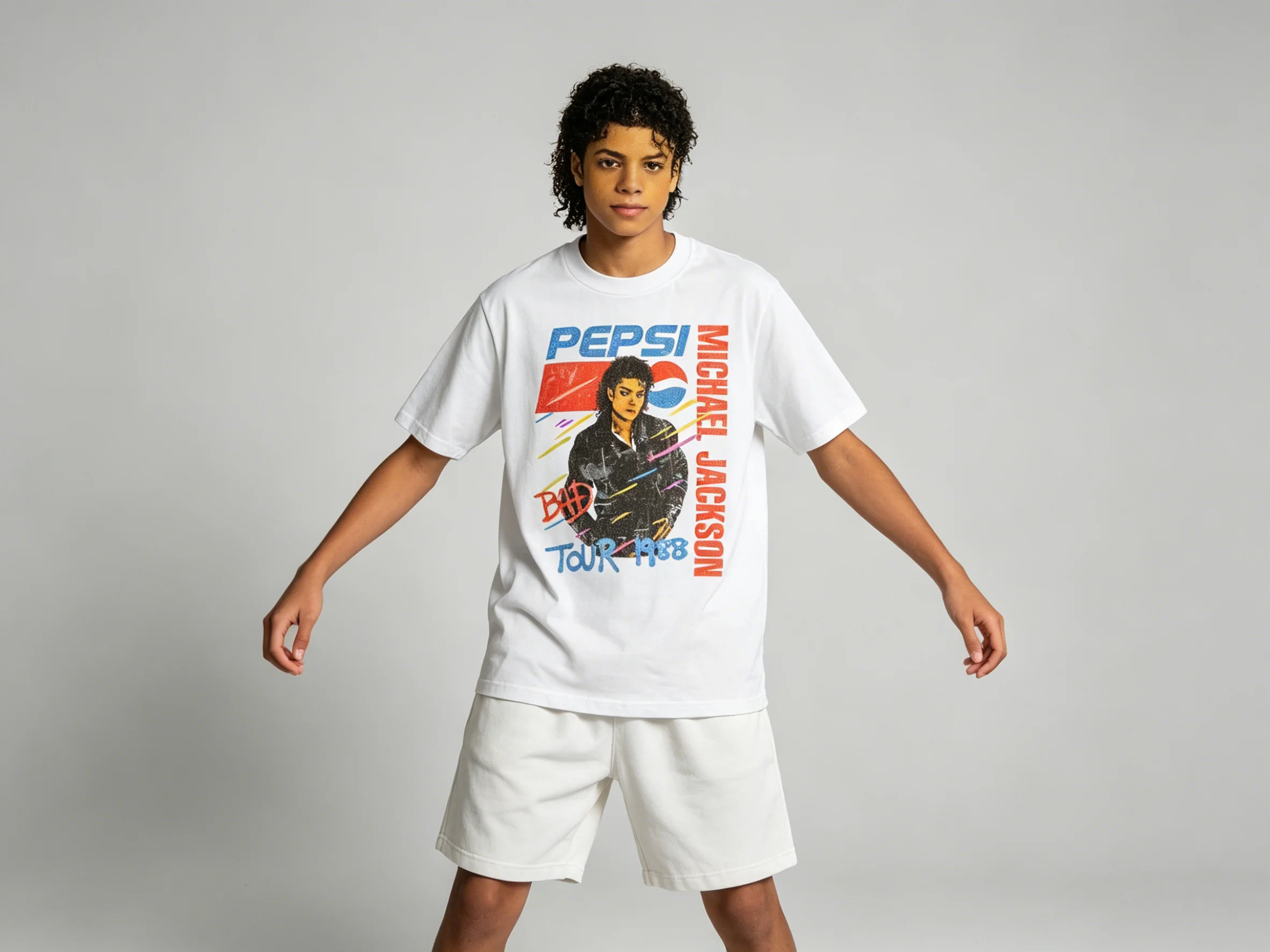 Herren T-Shirt Damen T-Shirt Jungen Mädchen Top Erwachsene Kinder Eltern-Kind Baumwolle Kinder T-Shirts Michael Jackson Bad Pop Music Tour Loose