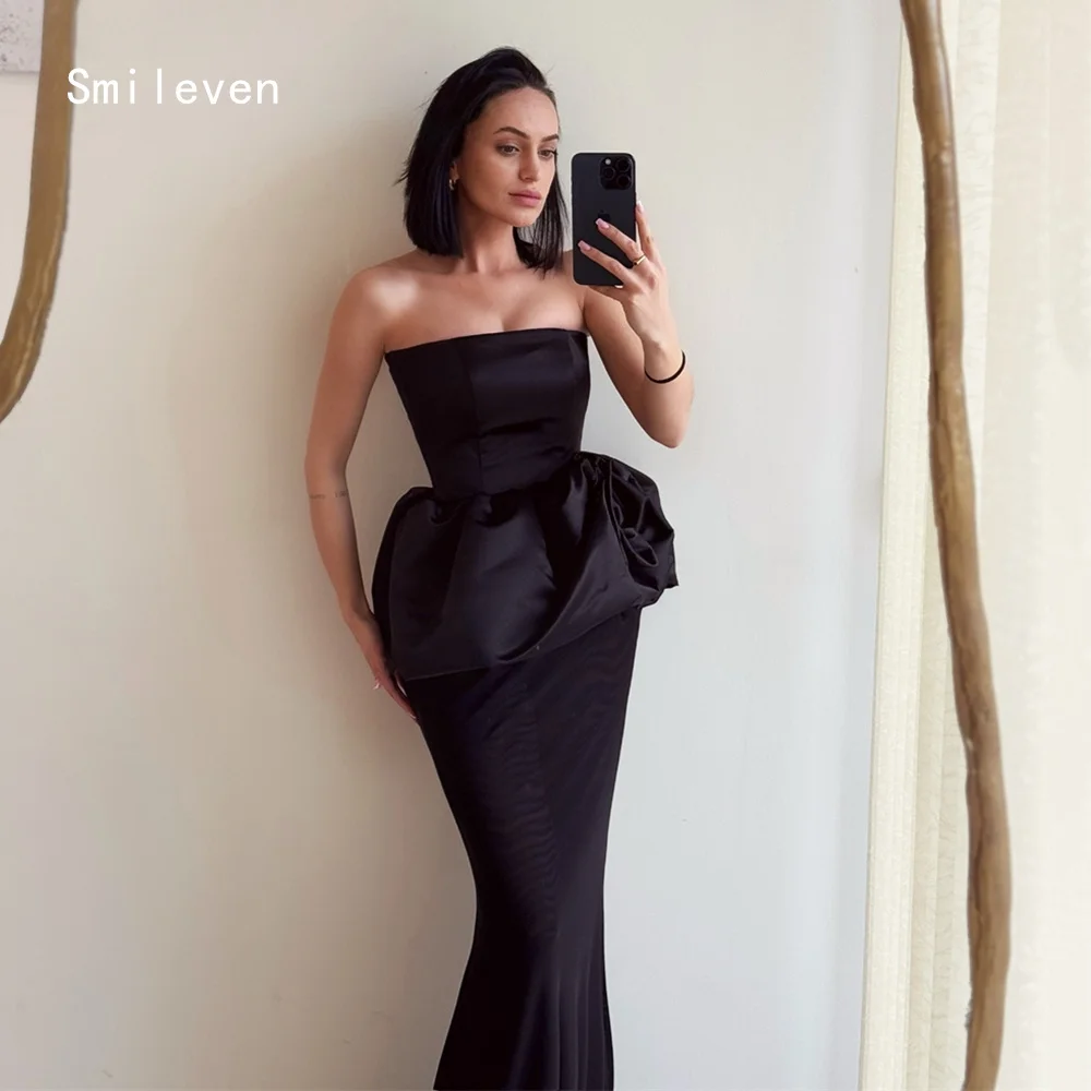 

Smileven Luxury 3D Black Mermaid فساتين سهرة Prom Dress Party Gowns Strapless Formal Occassion Dress Customized 2026