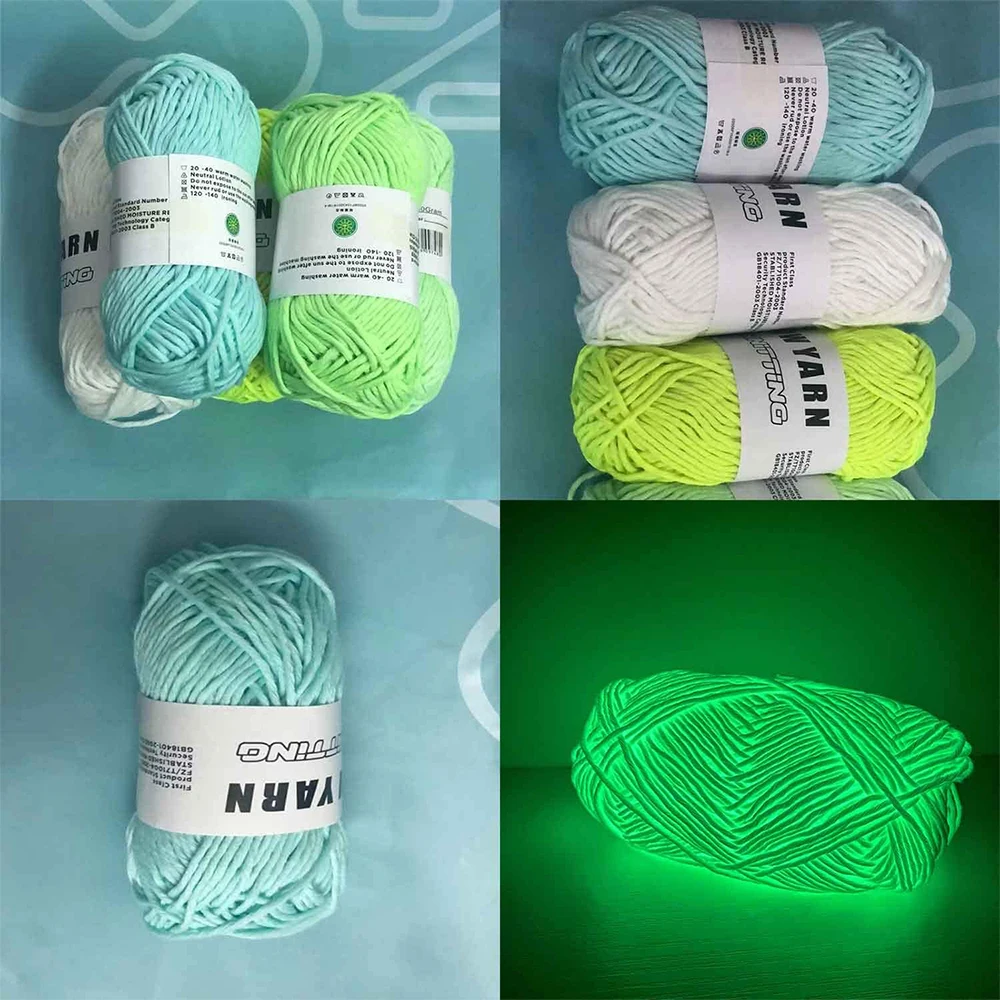 

50g Glow in Dark Acrylic Yarn | DIY Knitting Fluorescent Wool for Halloween Costume Pet Safety Accessories & Night Projects