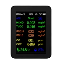 CO2 Monitor Air Quality Monitor Plastic 12 In 1 With Time/ Date Display WIFI PM2.5 PM10 CO CO2 TVOC HCHO AQI Tester,Black