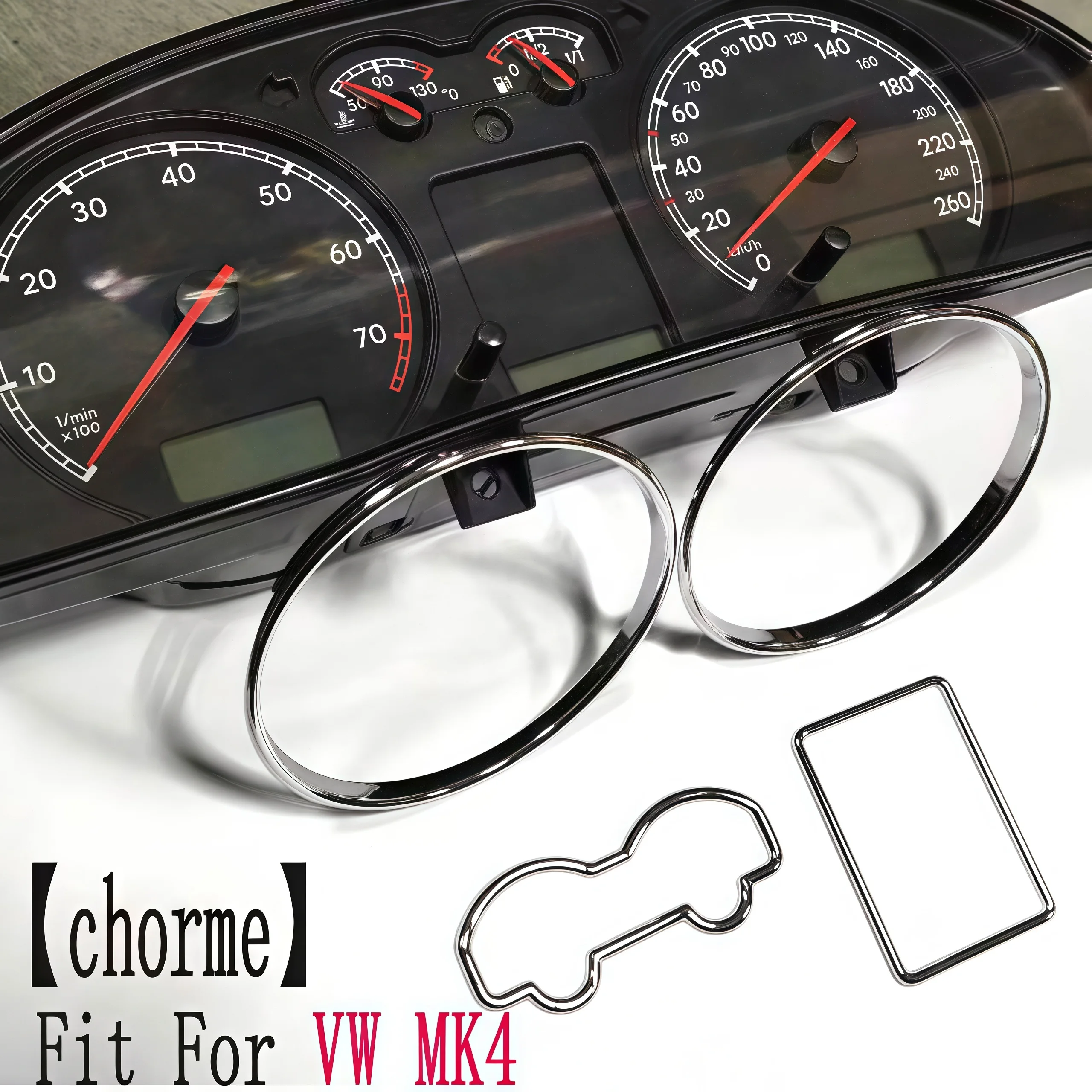 CHROME SILVER Style Speedometer Gauge Dial Ring For VW Golf MK4 (98-05)/Eurovan T4 (Long Nose models 97-03)/ Passat B5(97-01)