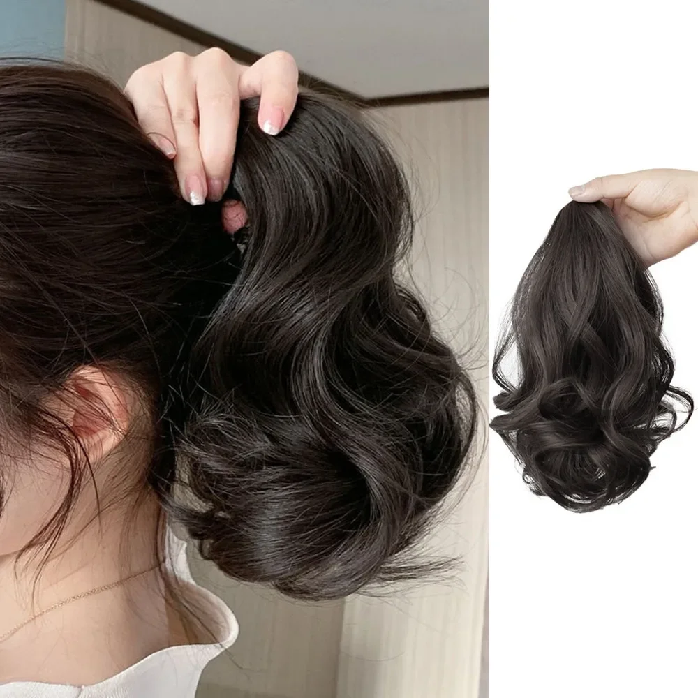 

Synthetic 28cm Natural puffy wave Curly Low Ponytail Grab clip Wig for Women Hair Volume Extensions Photo Props