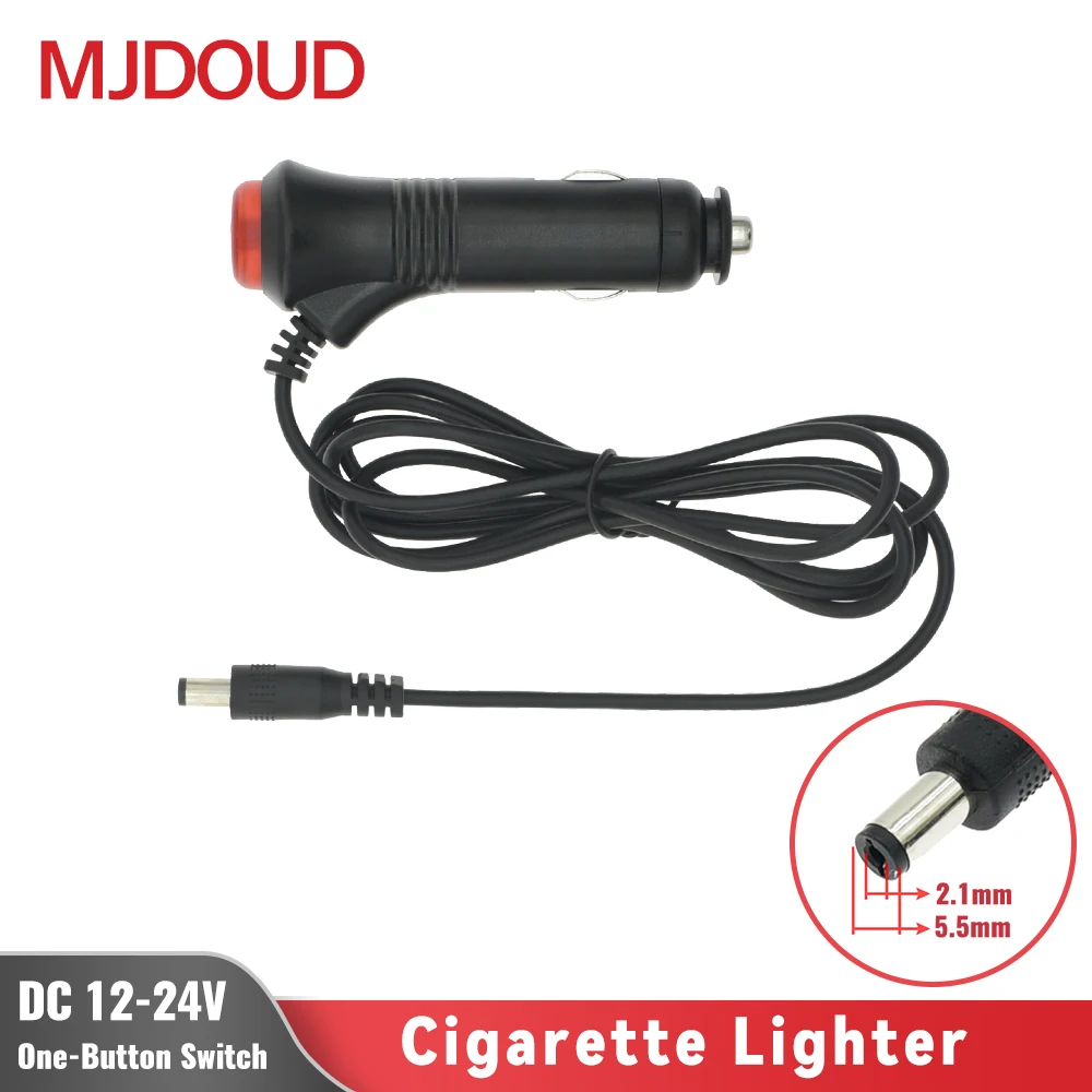 

MJDOUD 1pcs Portable 12V/24 Car Cigarette Lighter Plug Cable DC Car Connector Cable Male Socket With Charger Cord Extension