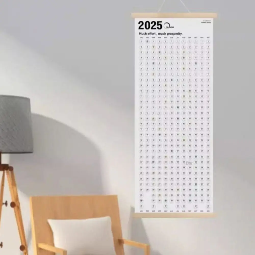 

Wooden Frame Wall Hanging Calendar Rectangle Convenient 2025 Wall Calendar Hanging Paper Self-discipline Schedule Planner