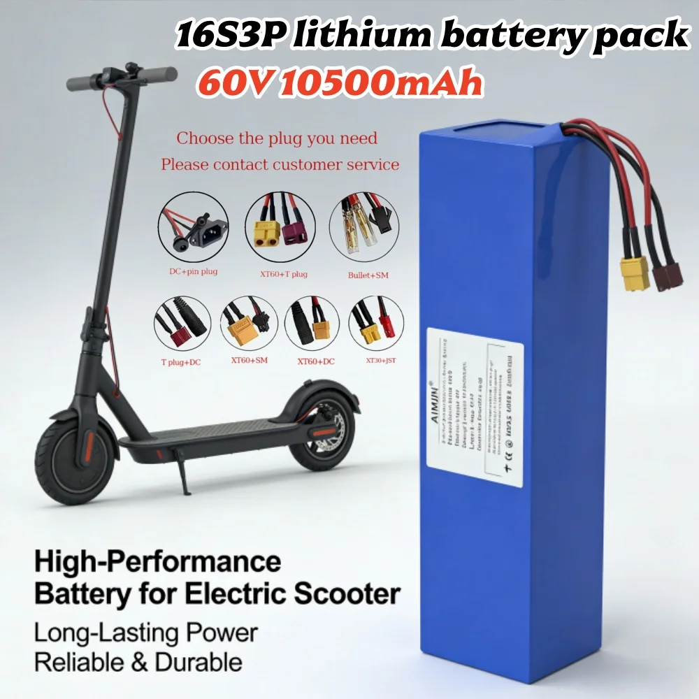 

60V 16S3P 10500mAH Rechargeable Lithium Battery Pack high capacity suitable for mountain bike battery electric scooter