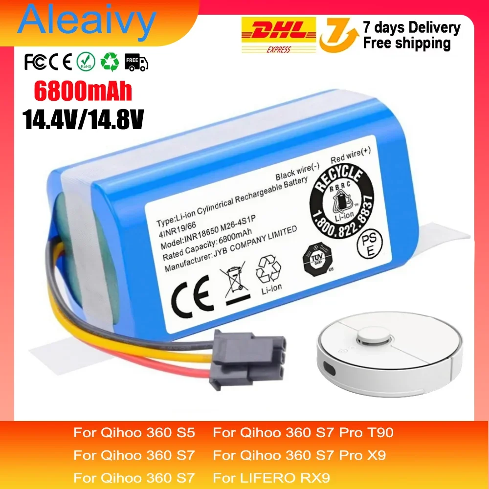 14.8V 12800mAh Robot Vacuum Cleaner Battery Pack for Qihoo 360 S5 S7 S7Pro T90 X9 Robotic Vacuum Cleaner Replacement Batteries