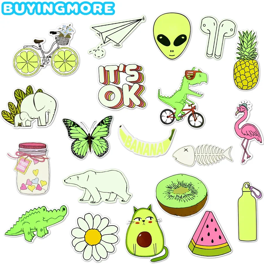 10/20PCS Cute Glow in the Dark Stickers for Girls Kids Toys Waterproof Vinyl Funny Neon Kawaii Stickers on Motorcycle Laptop Car