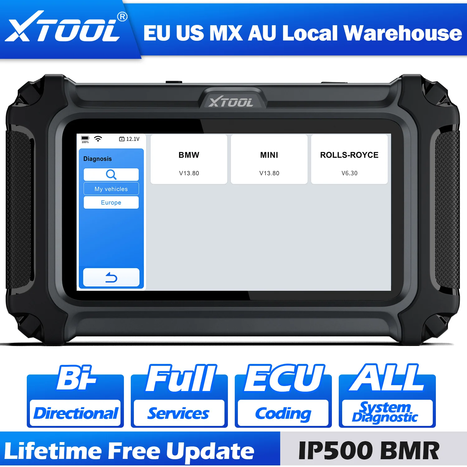 XTOOL InPlus IP500 لسيارات BMW مدى الحياة تحديث مجاني ثنائي الاتجاه الماسح الضوئي ECU الترميز جميع أدوات تشخيص السيارات إعادة الضبط الكاملة