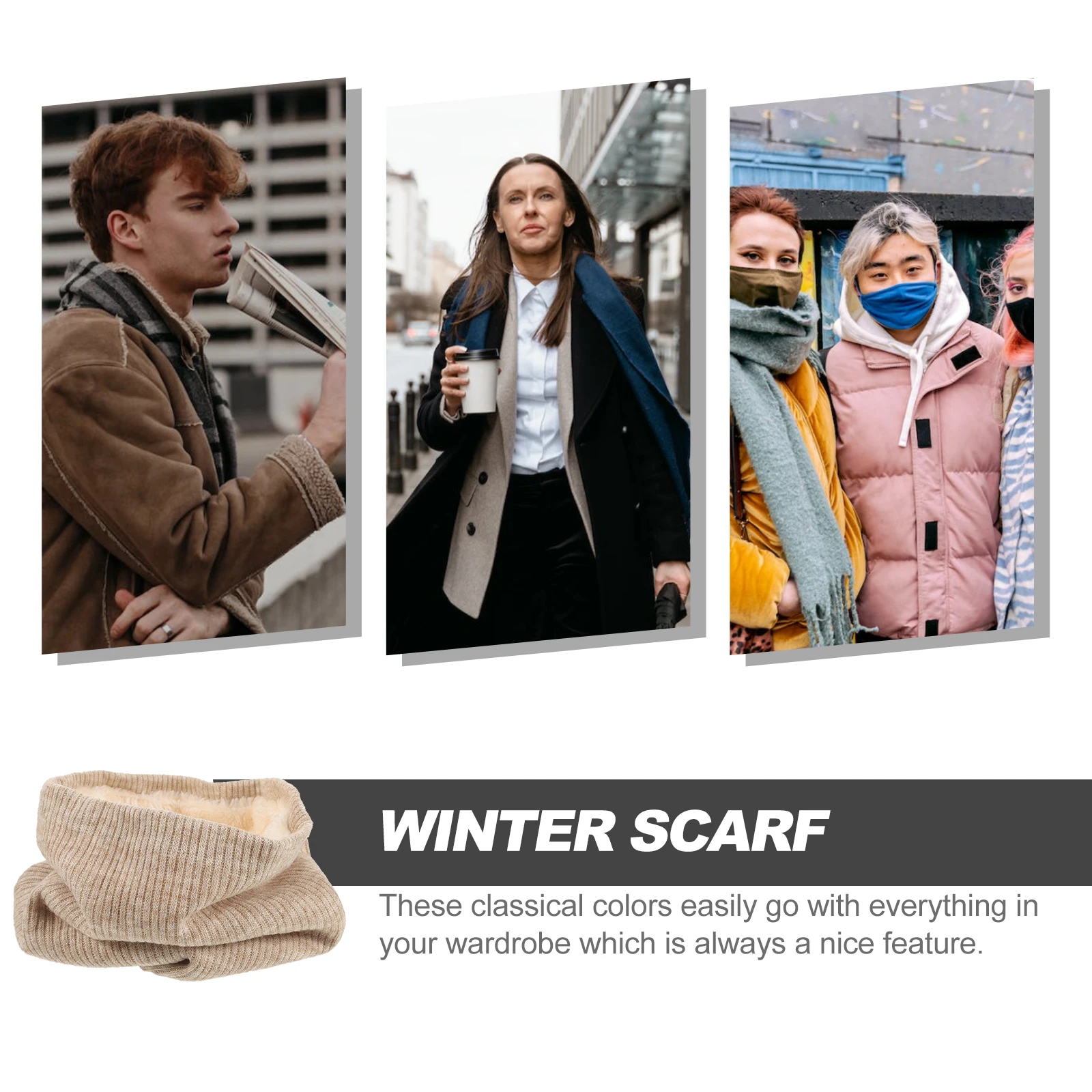 

Outdoor Lovers Knit Scarf Creative Double-Layer Winter Neck Cover Women's Warmer