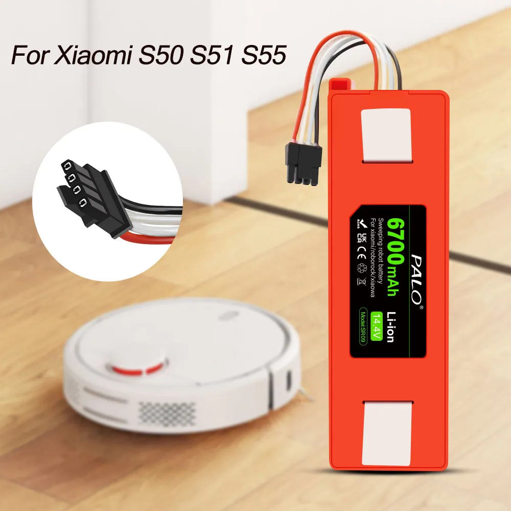 14.4V 6700mAh Robotic Vacuum Cleaner Replacement Battery For Xiaomi Roborock S55 S60 S65 S50 S51 S5 MAX S6 Parts BRR-2P4S-5200S