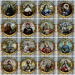 Custom Frosted Stained Glass Window Film,PVC Static Cling Films,Patron Saint of Catholic Church Decor, Foil Stickers