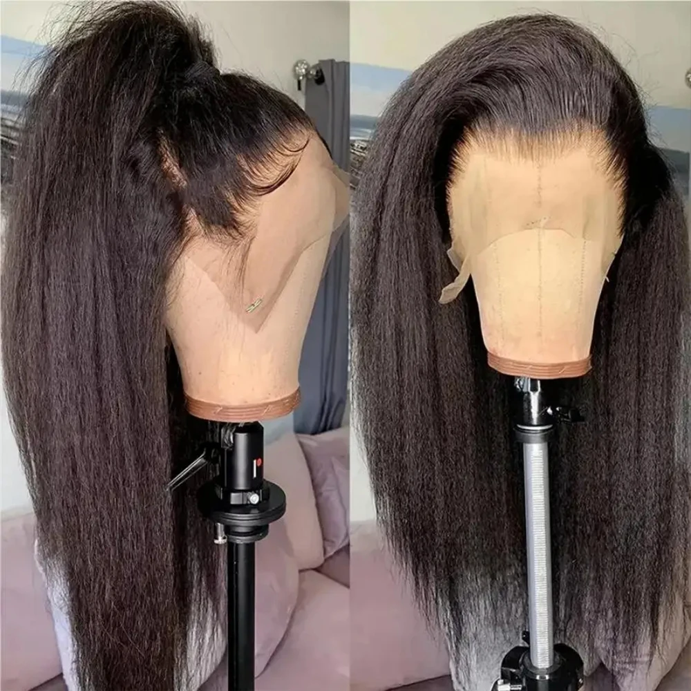 Kinky Straight Human Hair Wigs HD Lace Wig 13x6 Human Hair 13X4 Lace Front Wig Precut Lace Yaki Glueless Wig Ready to Go