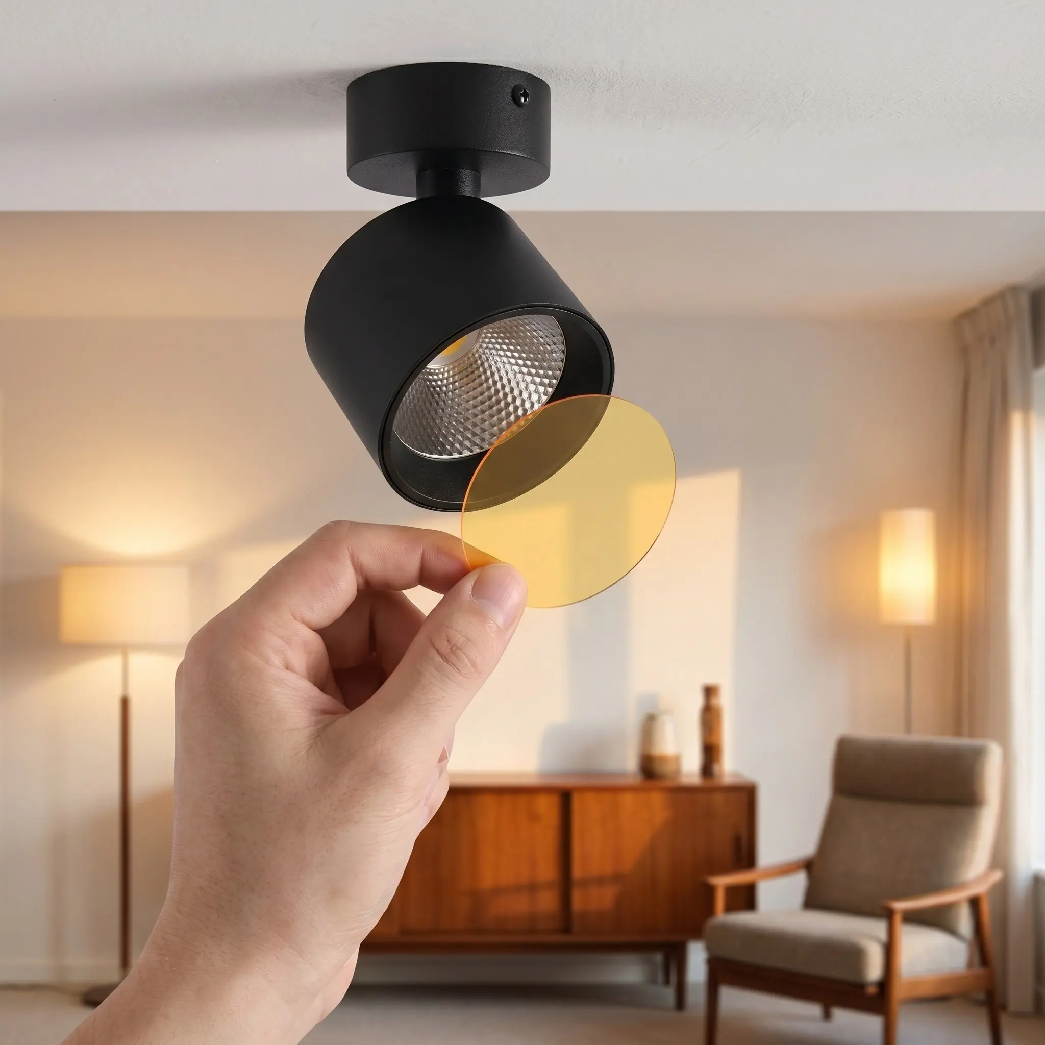20Pcs Atmosphere Light Film Self Adhesive LED Gel Color Sheets 50Mm Round Warm Light Diffuser Filters for Home Living Room