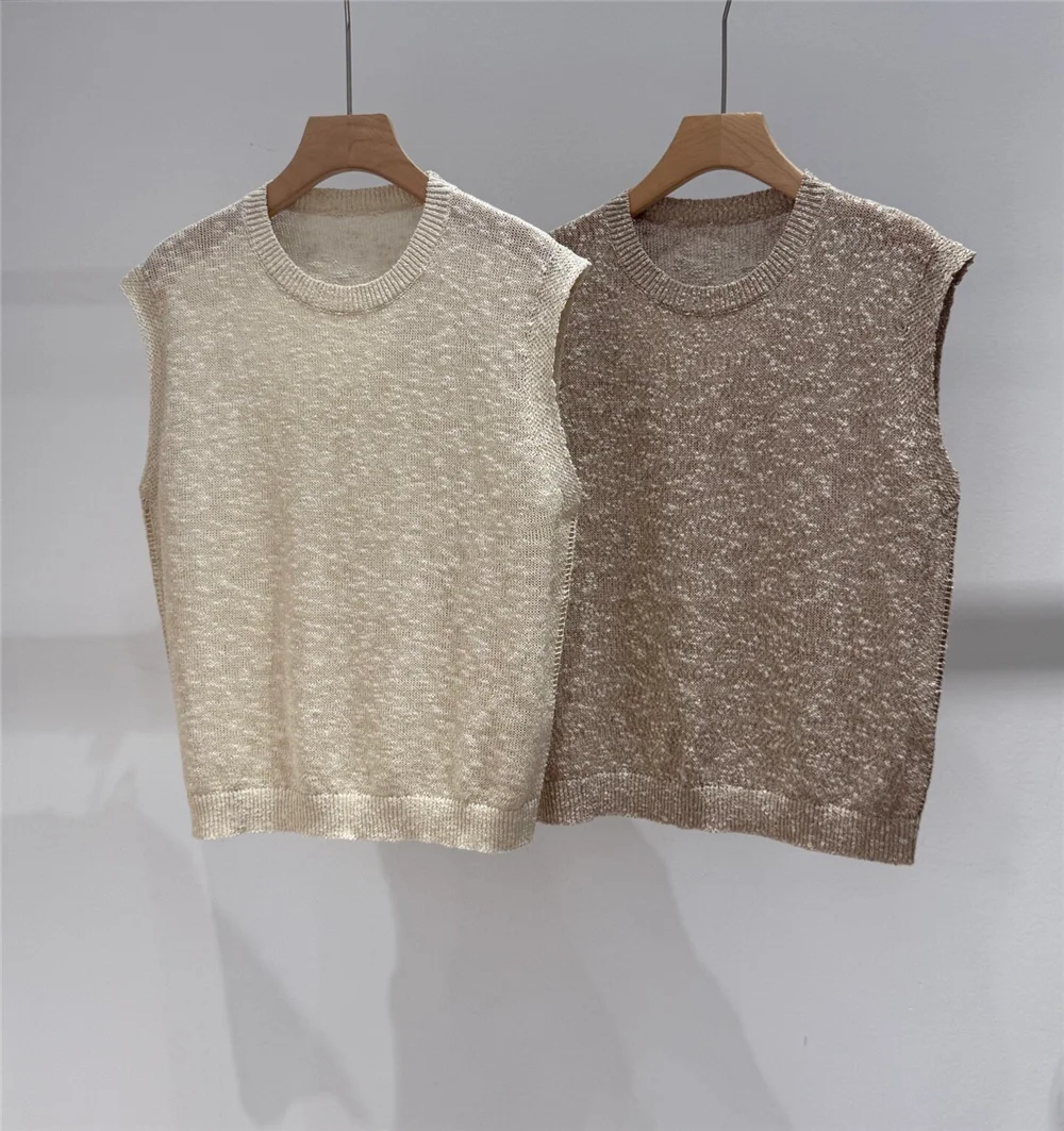 

Women's Summer Knit Loose-Fit Versatile Vest Round-Neck Sleeveless Top