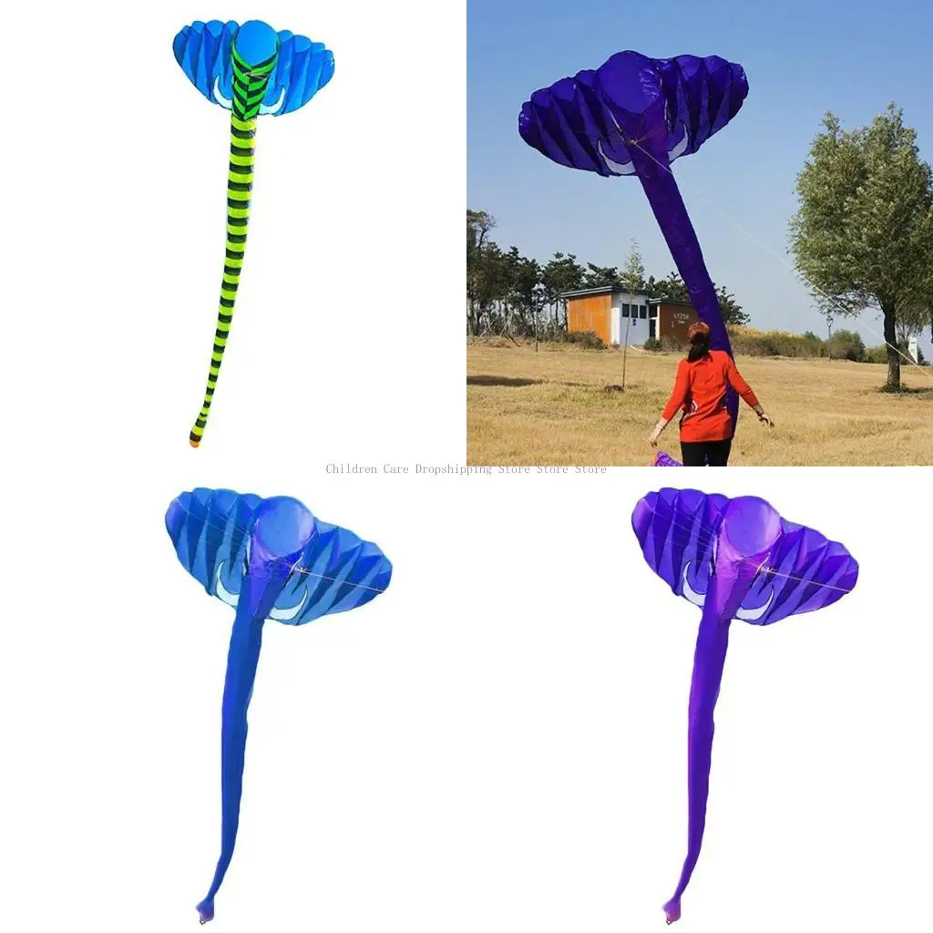 

3D-мягкий змей с длинным хвостом, 3D-воздушный змей со слоном, игра на заднем дворе, легкий полет для начинающих