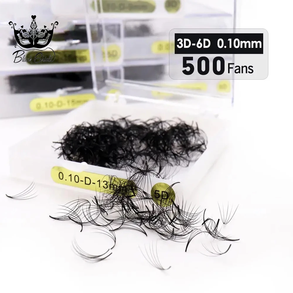 3D-6D 0.10 Thin Pointy Base Premade Loose Fans Lash Sharp Narrow Stem Lash Fans Matt Black Cluster Eyelash Extensions Faux Mink