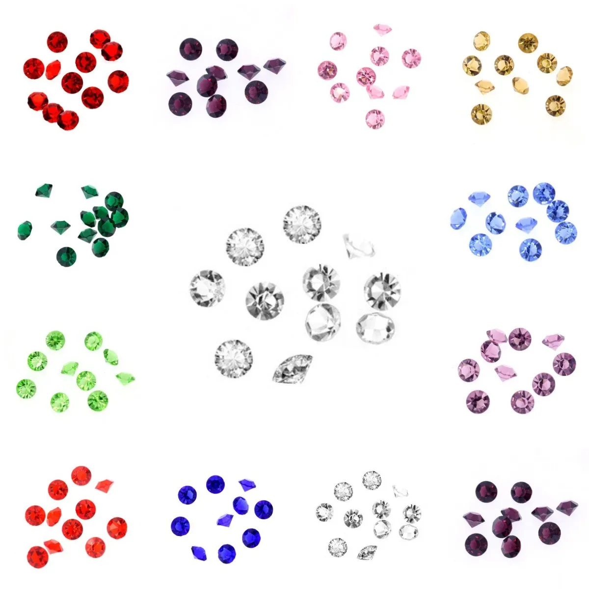 

200Pcs 3/4/5mm Glass Rhinestone Cabochons Glass Diamond Cabochons Birthstone Color Style Rhinestone for DIY Necklace Accessories