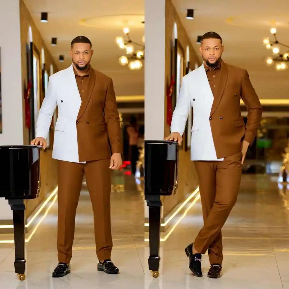 Handsome Splicing Mens Suits 2 Pieces Jacket Pants Special Occasion Business Party Banquet Customized Chaqueta Hombre