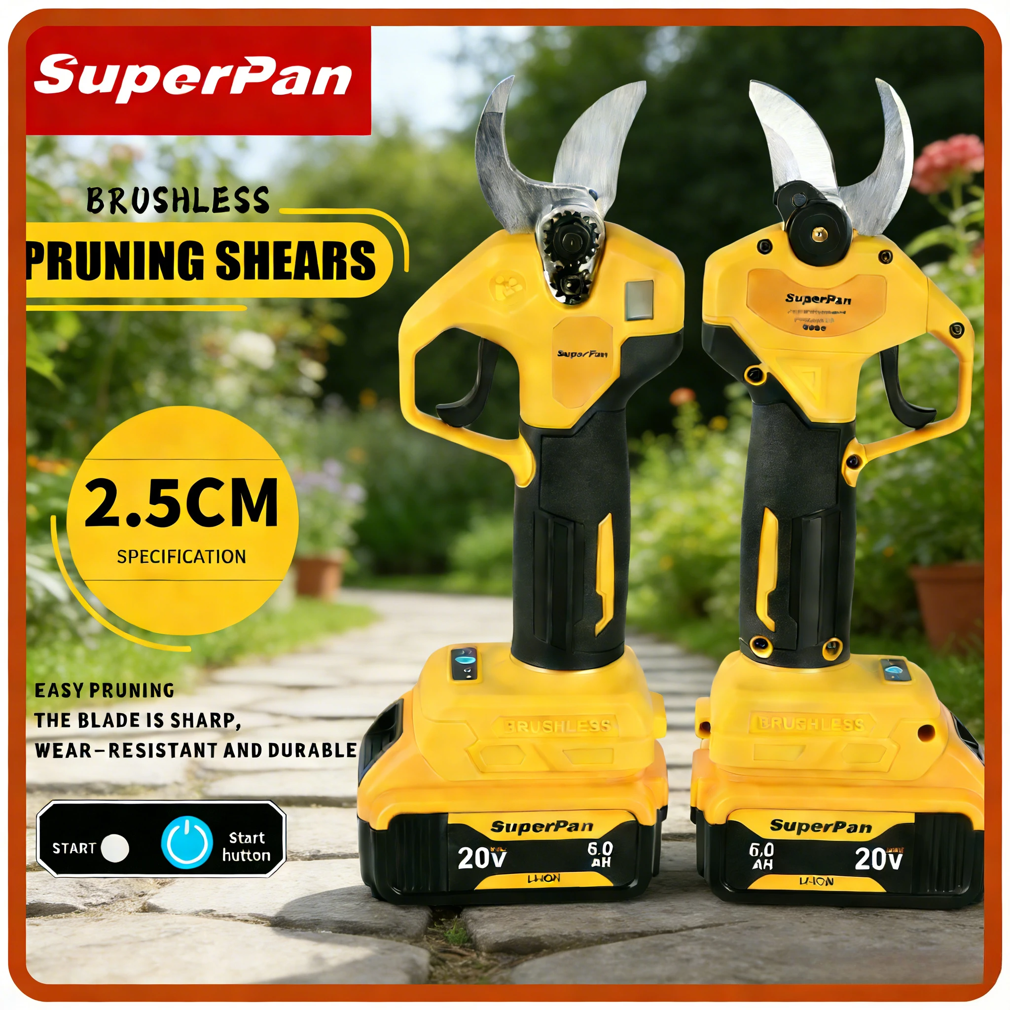 

SuperPan Electric Pruning Scissors herramientas 2.5cm Cutting Diameter for Flower Pruning for dewalt 20V battery pin