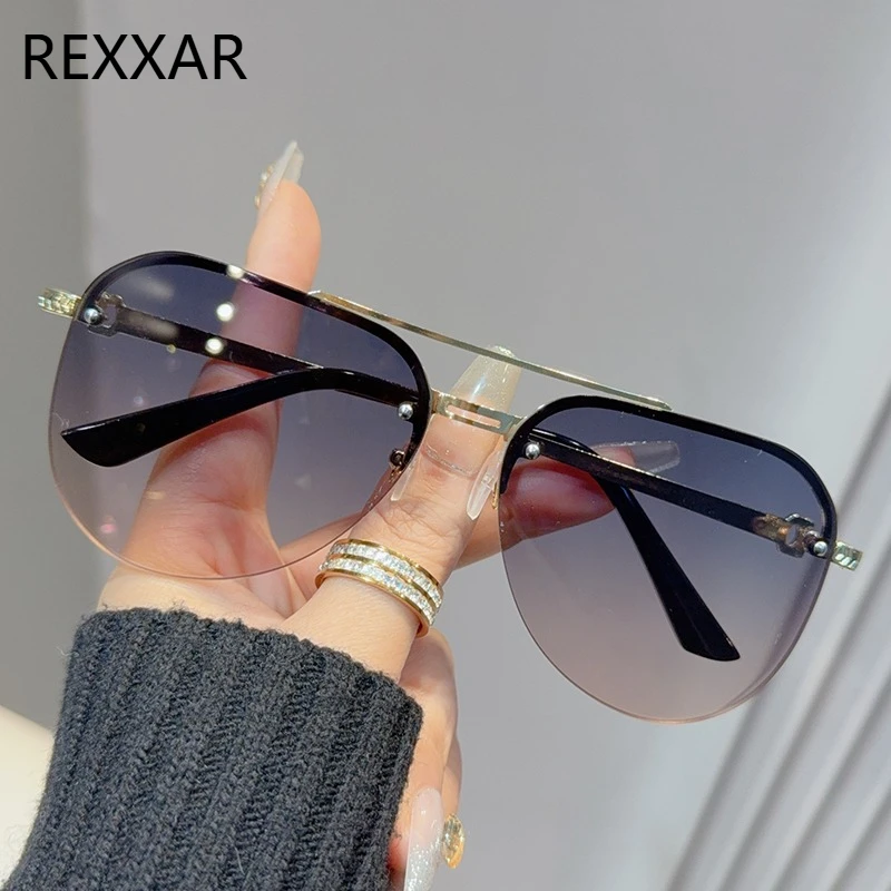 NEUE Herren Metall-Sonnenbrille Quadratischer Halbrahmen Nieten Casual Trend Persönlicher Retro-Stil Outdoor-Sport-Sonnenbrille für Männer und Frauen