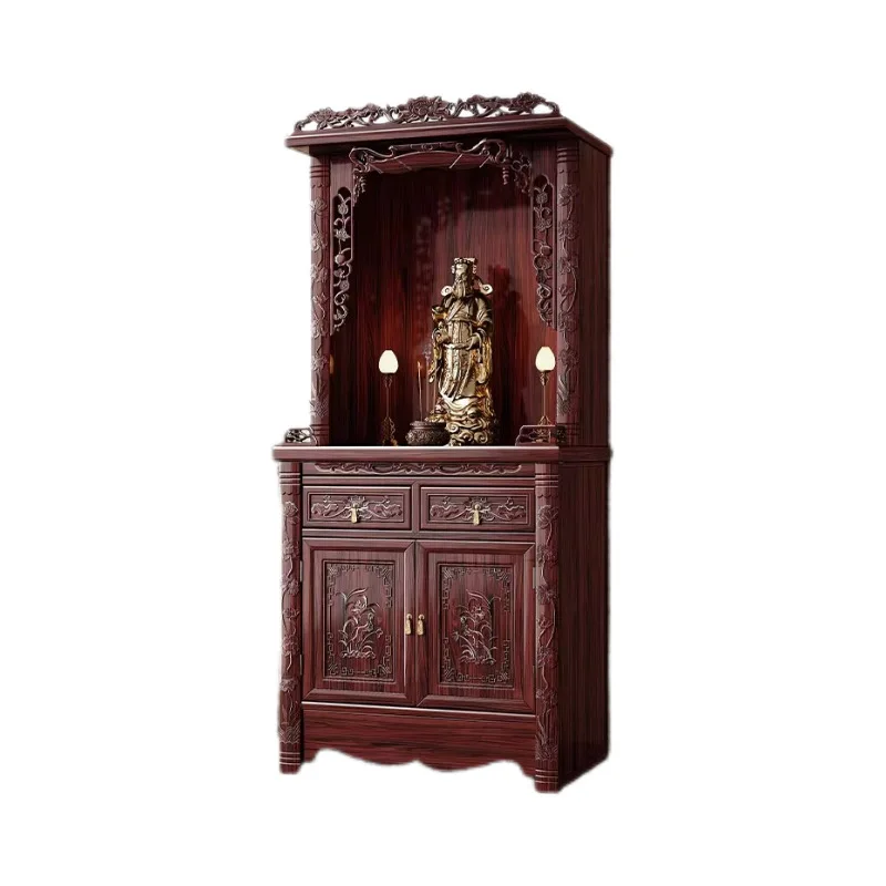 New Chinese-style sour branch wood solid wood Buddhist niche high-grade mahogany supply table vertical cabinet