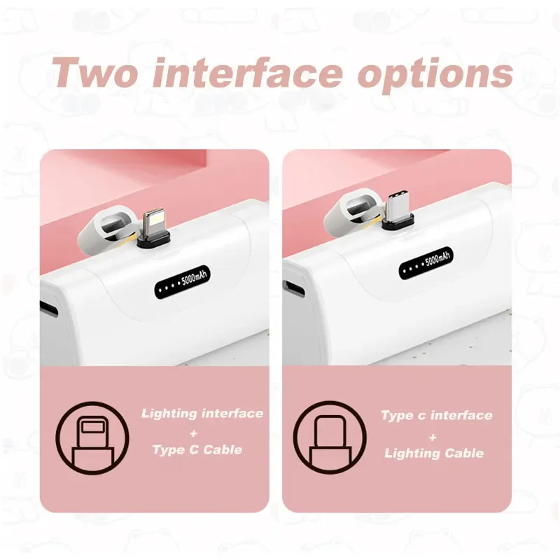 Mini Capsule Power Bank 5000mah Battery Charger Portable Cute Animal Style Mobile Phone Wireless Powerbank