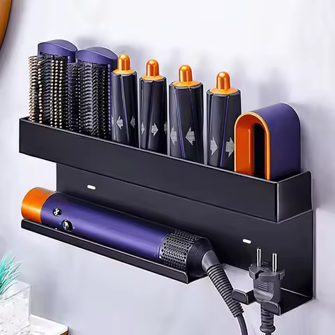 No-Drill Wall-Mounted Hair Tool Rack
