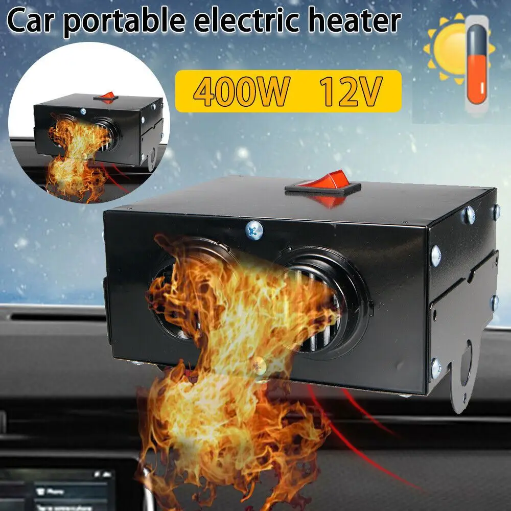 400W Electric Portable Car Heater 12V DC Heating Fan Defogger Defroster Demister Black