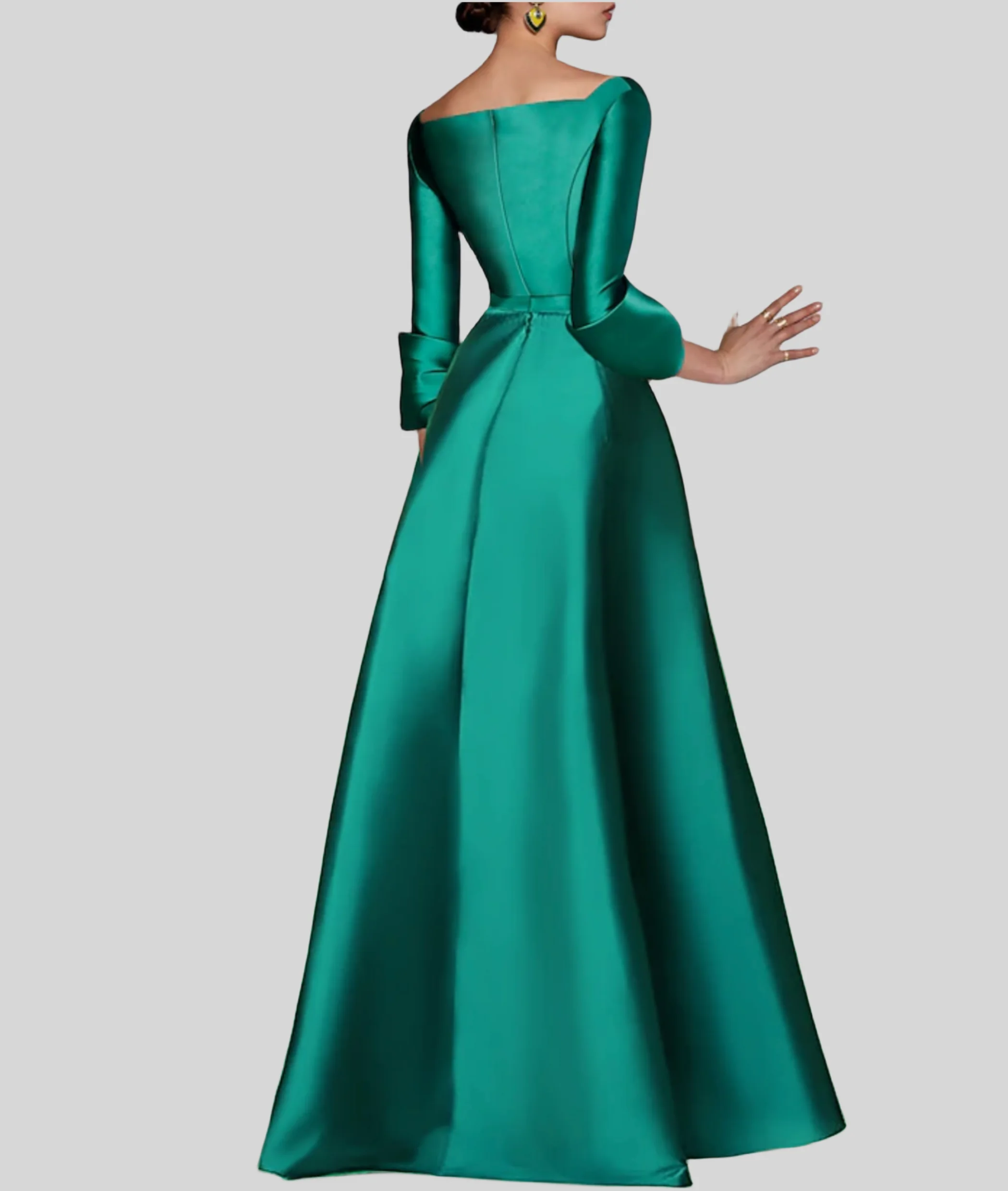 A-Line Evening Gown Elegant Dress Dress Formal Wedding Guest Asymmetrical 3/4 Length Sleeve V Neck Satin with Bow