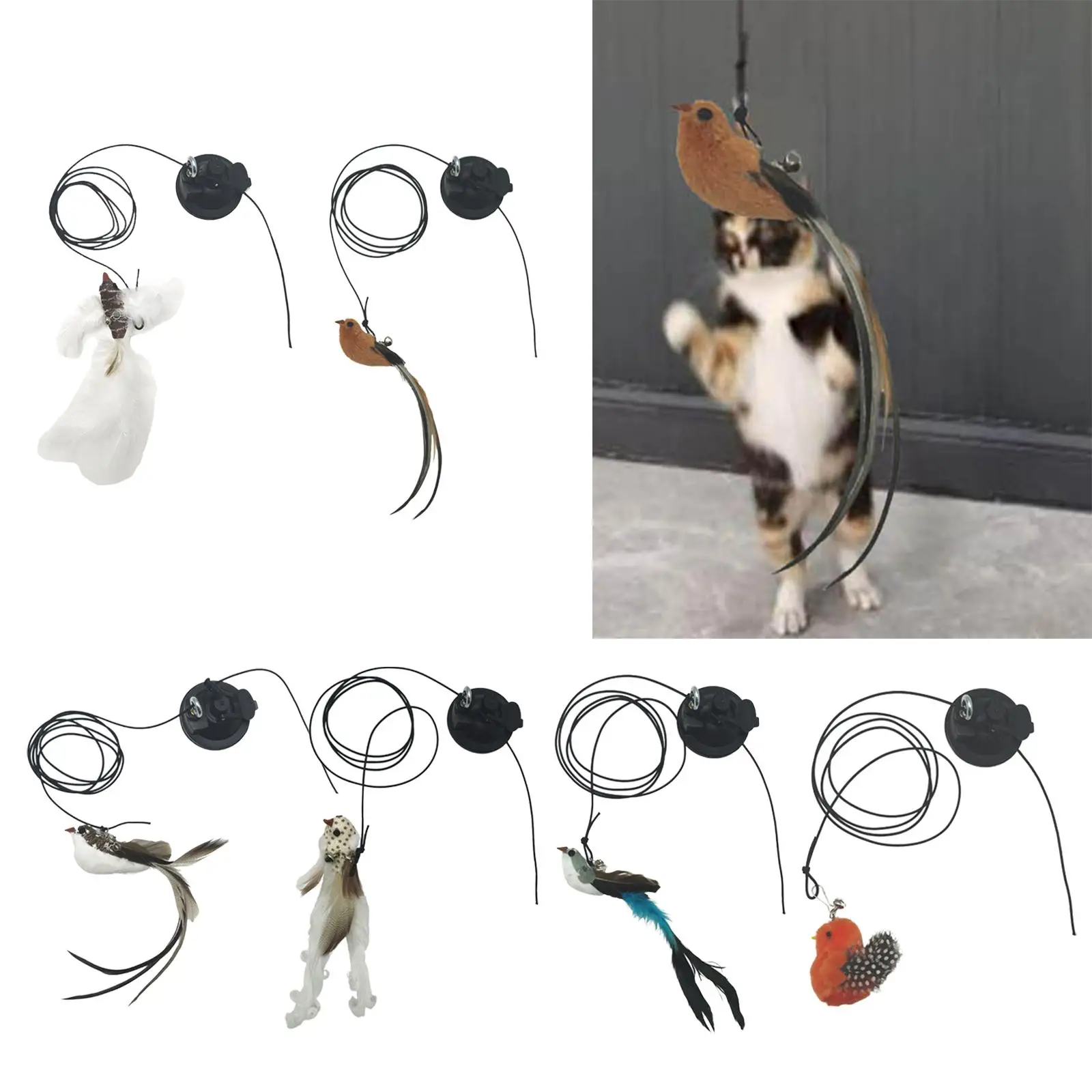 ของเล่นแมว Interactive Teaser Rod ถ้วยดูดที่มีประสิทธิภาพสําหรับลูกแมว Chase