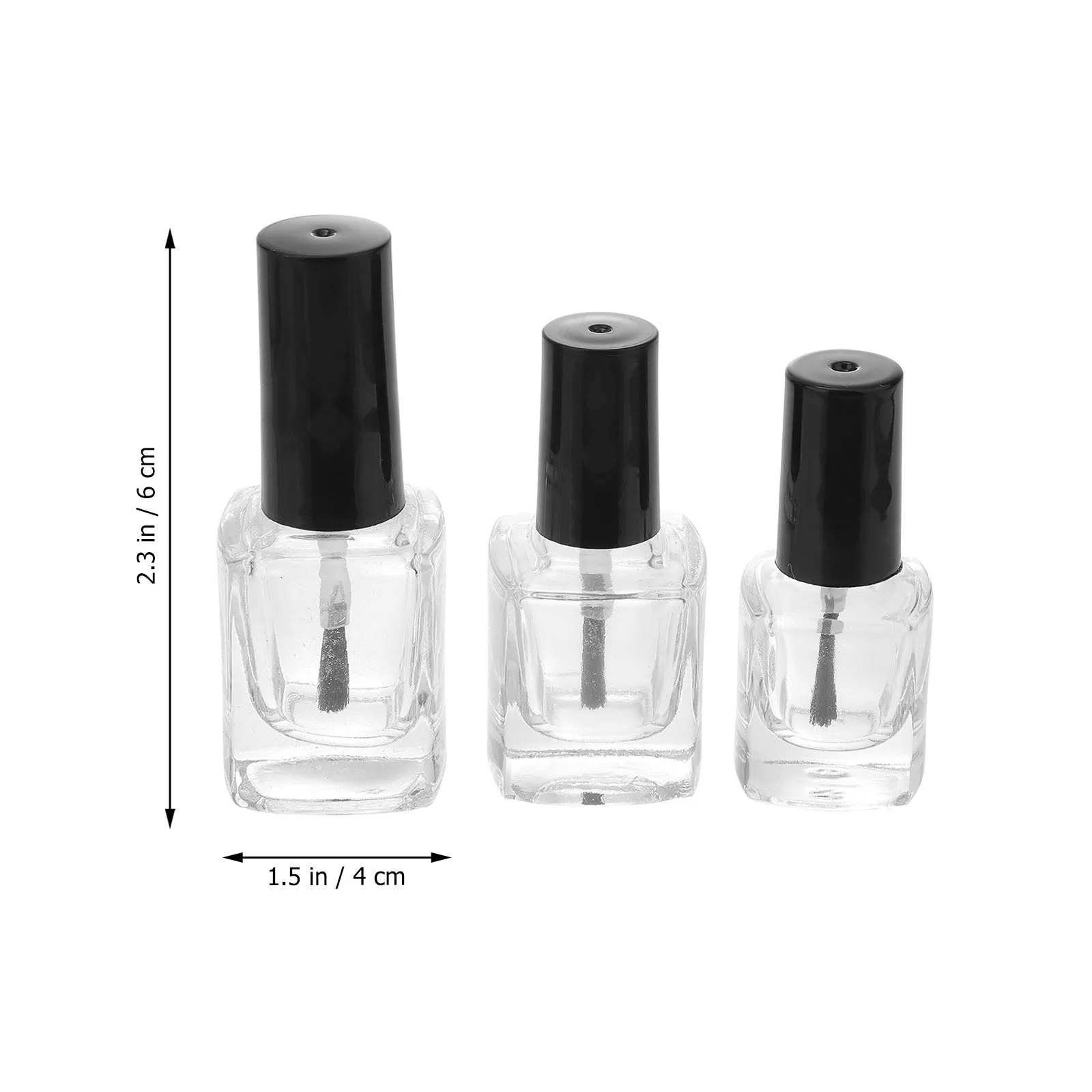 Bouteilles de vernis à ongles vides, brosse Premium à l'intérieur, Portable, utilisation en voyage, 5Ml 10Ml 15Ml, récipient de vernis à ongles en verre transparent, déversement, 3 pièces