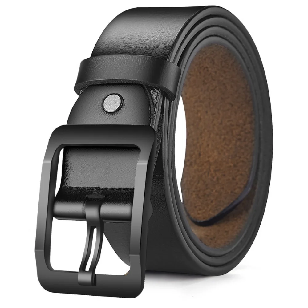 Man Retro Leather Belt Pin Casual Buckle Jeans Black Belt Business Casual Luxury Brand Vintage Strap Waistband