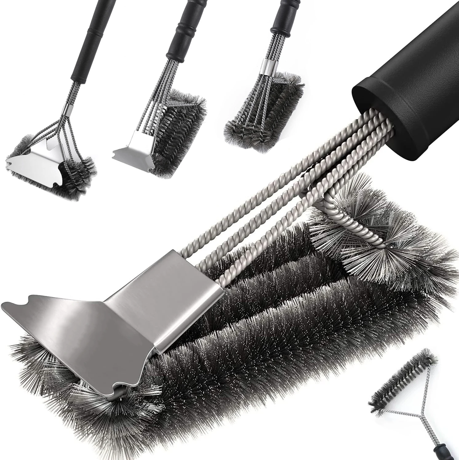 Cepillo seguro para parrilla sin cerdas, raspador de acero inoxidable resistente al óxido, limpiador de barbacoa, accesorios para asar