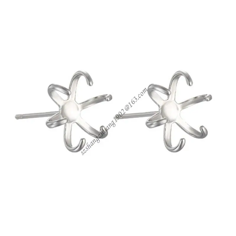 Q6RB Blank Earring Claw Ear Post Pins Cup Base Earrings Setting DIY Jewelry Gift for Jewelry Enthusiasts