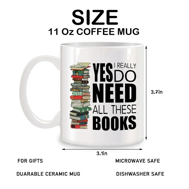 Large Book Mugs For Librarian Book Nerd Gifts Book Lovers Christmas Birthday Gifts Novelty Coffee Ceramic Tea Cups White 11 oz