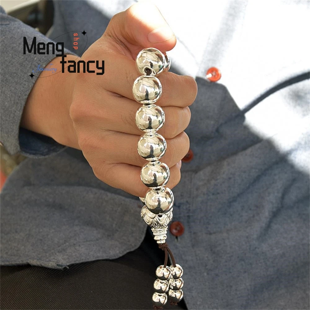 S999 Foot Silver Lotus Transit Bead String Buddha Bead Rosary String Bracelet Simple Exquisite Fashion Fine Jewelry Holiday Gift