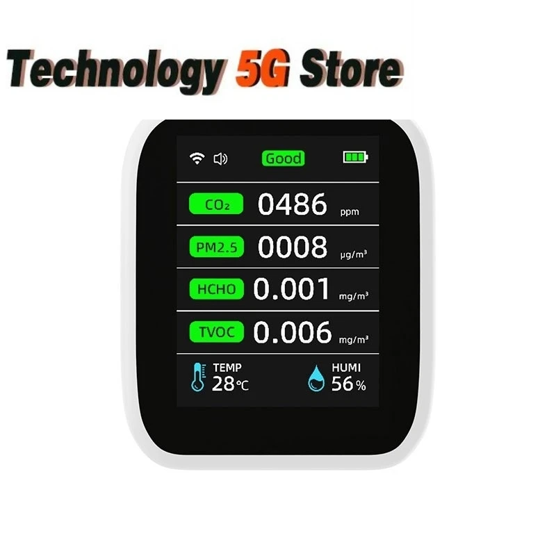 

PV28-CW 8-в-1 Детектор контроля качества воздуха для CO2 PM1.0/PM2.5/PM10 HCHO TVOC Температура Влажность