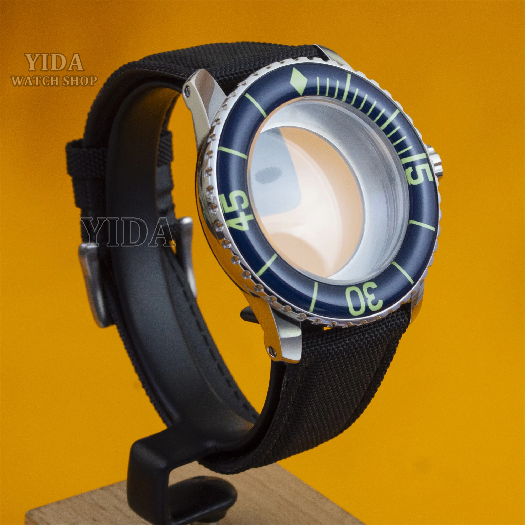 NH35 Case 45mm Watch Case Leather Band Parts for FIFTY FATHOMS NH35 Movement Repair Tools 10ATM Waterproof Modified Accessories