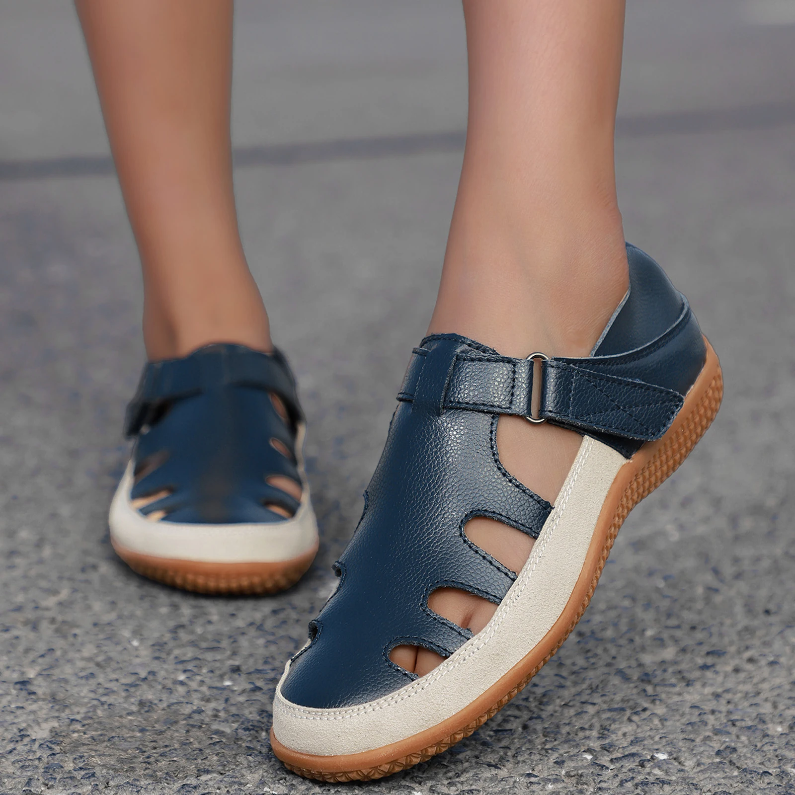 

Women Gladiator Sandals Split Leather Summer Shoes Woman Hollow Out Flat Sandals Ladies Casual Soft Bottom Female Beach Sandal